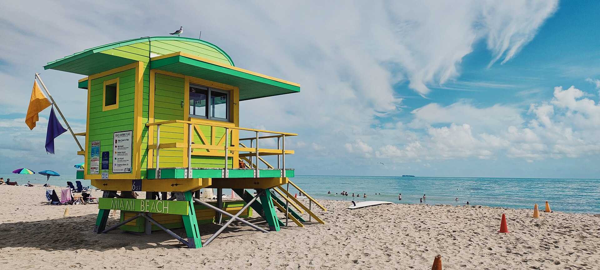 Colorful lifeguard tower on Miami Beach